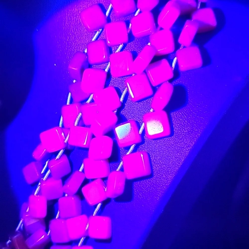 4 Strand 874.00 Cts Red Ruby Square Cube Necklace Natural Gemstone UV Statement